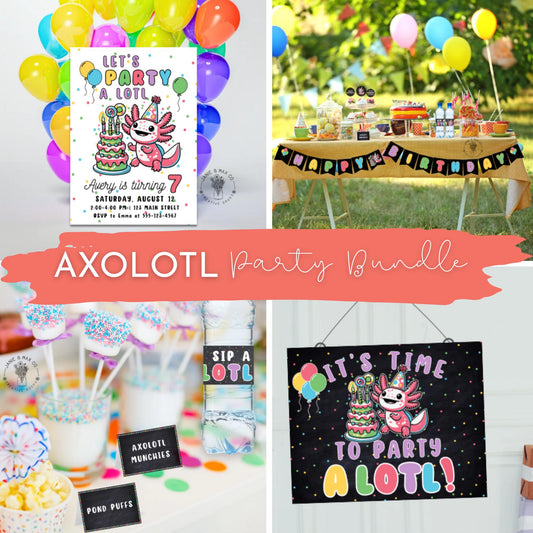 Axolotl Birthday Party Printable Bundle