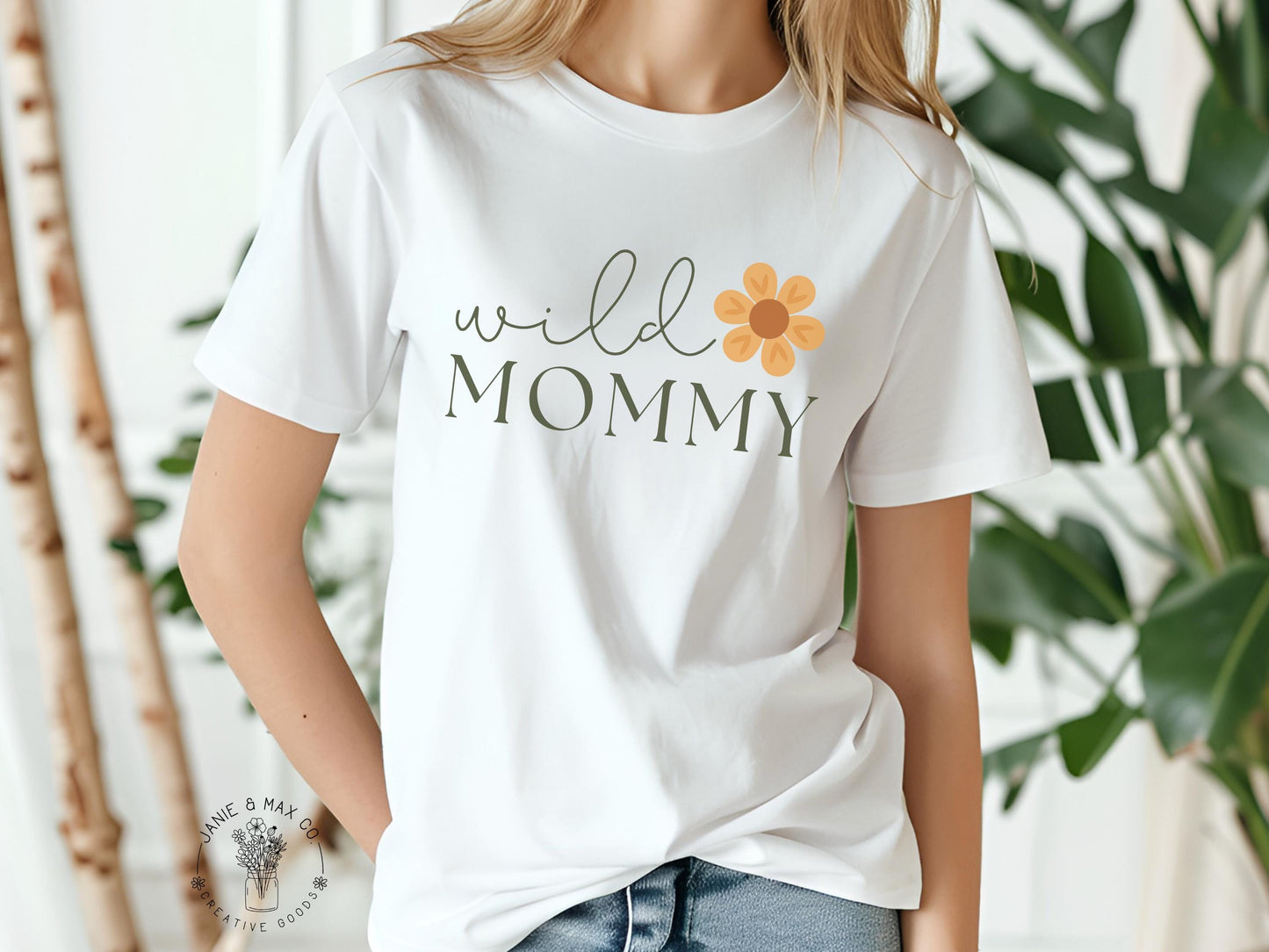 Wild Mommy T-Shirt | Matching First Birthday Shirt for Mom | Gildan 5000 Unisex Tee | Safari Jungle Theme Outfit | Floral Design