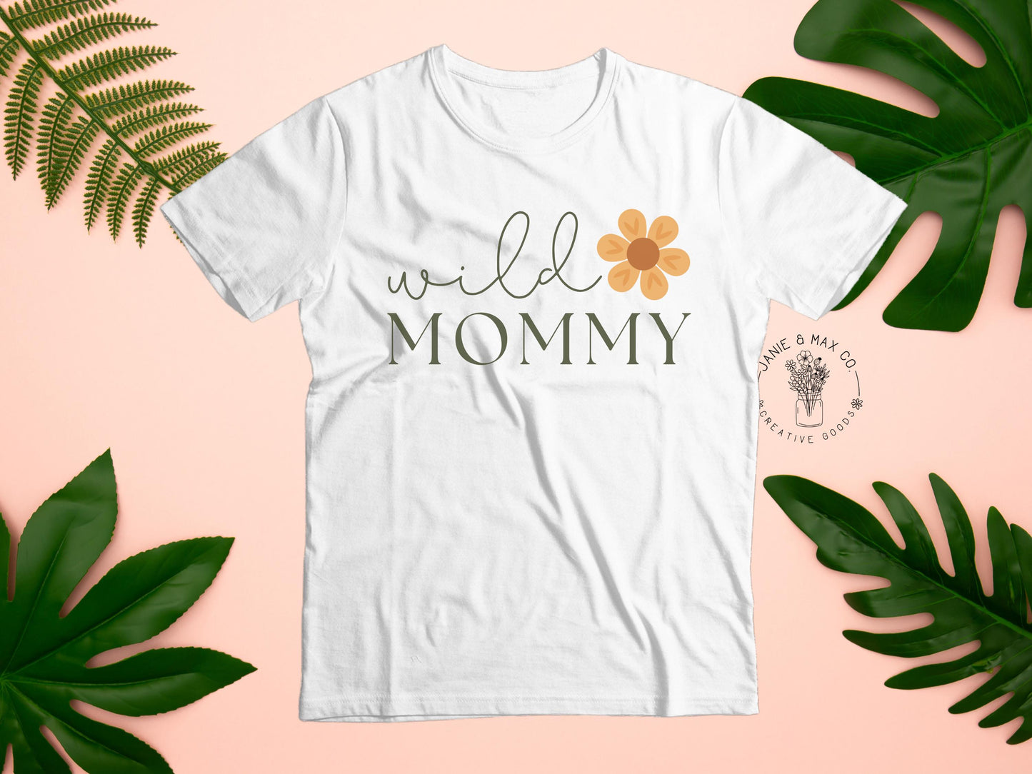Wild Mommy T-Shirt | Matching First Birthday Shirt for Mom | Gildan 5000 Unisex Tee | Safari Jungle Theme Outfit | Floral Design
