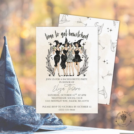Editable Witch Bachelorette Invitation – Halloween Girls Night Digital Download