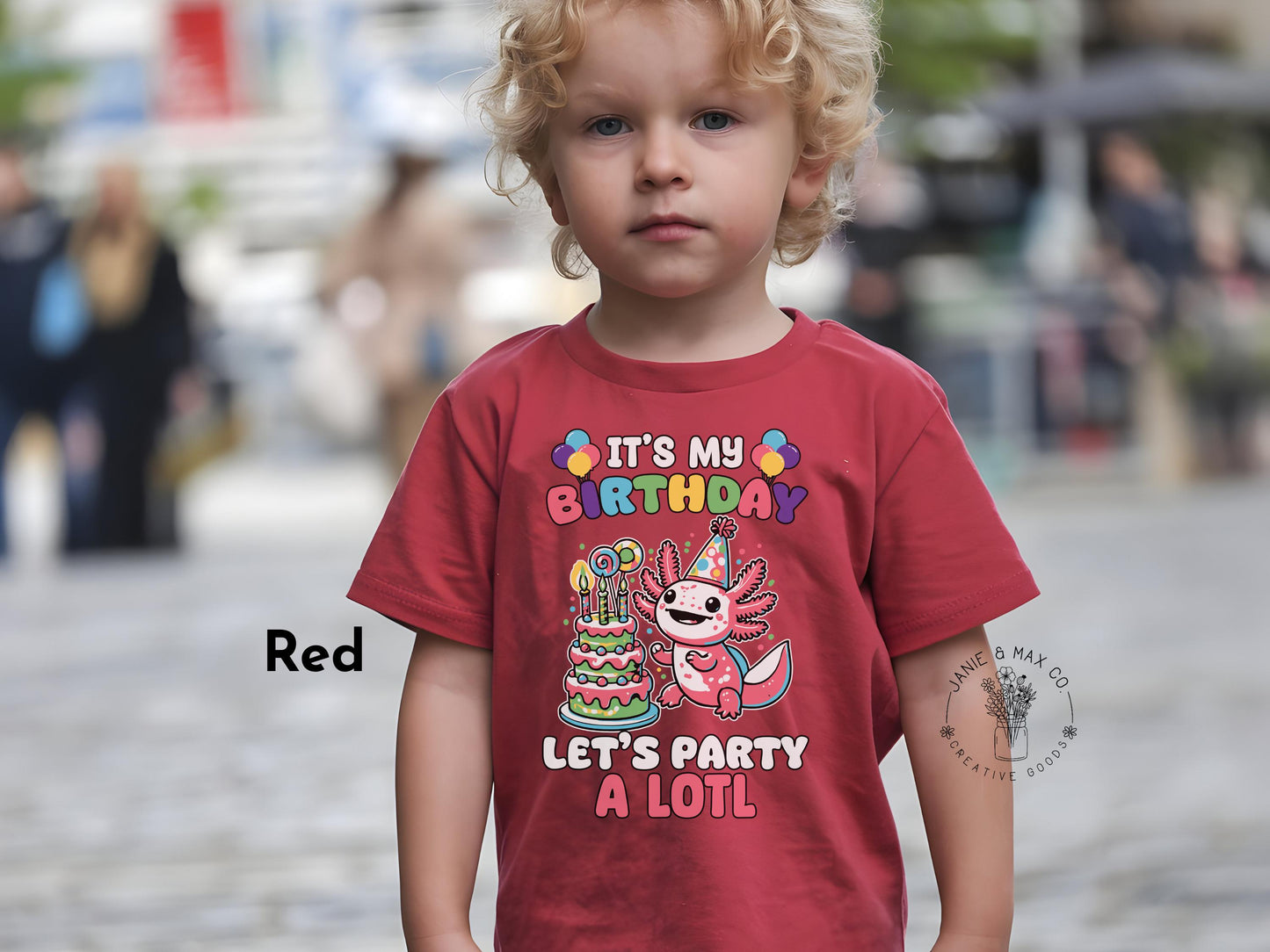 Axolotl Birthday Party Shirt for Kids - Cute Animal Tee - Let's Celebrate Funny Youth Gildan Top