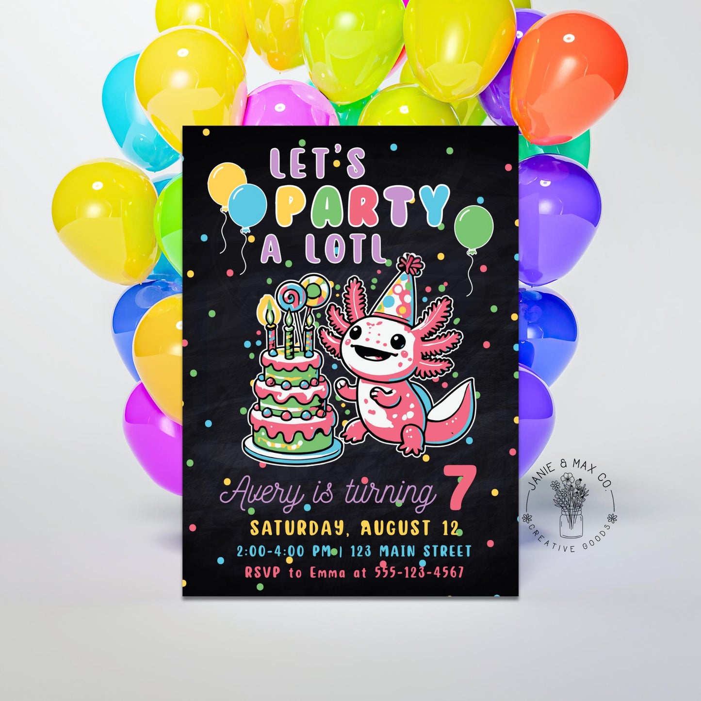 Axolotl Birthday Party Printable Bundle