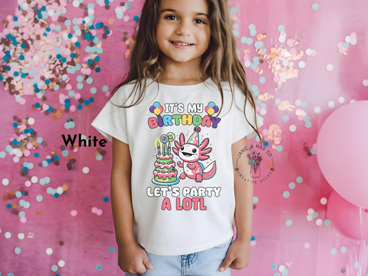Axolotl Birthday Party Shirt for Kids - Cute Animal Tee - Let's Celebrate Funny Youth Gildan Top