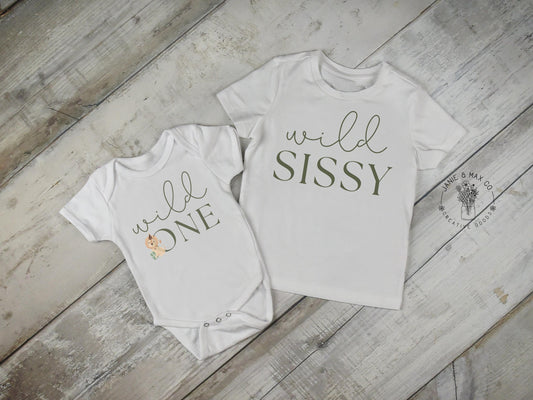 Wild Sissy Shirt | Matching Safari Birthday Tee for Sister | Youth Gildan 5000B | Jungle Theme Party Outfit | Wild One Family Shirt