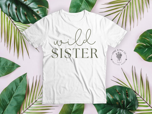 Wild Sister Shirt | Matching Jungle Birthday Tee for Big Sister | Youth Gildan 5000B | Safari Party Family Outfit | Wild One Theme