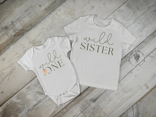 Wild Sister Shirt | Matching Jungle Birthday Tee for Big Sister | Youth Gildan 5000B | Safari Party Family Outfit | Wild One Theme