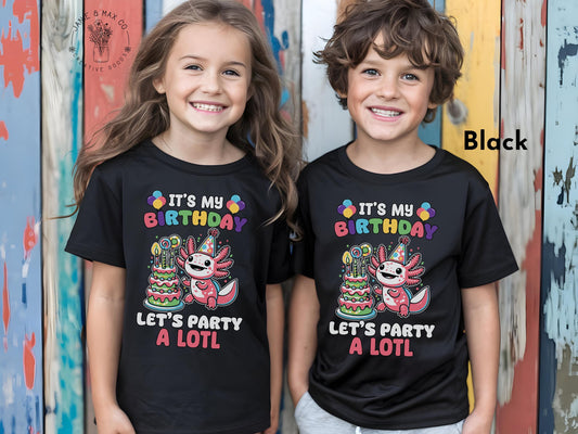 Axolotl Birthday Party Shirt for Kids - Cute Animal Tee - Let's Celebrate Funny Youth Gildan Top